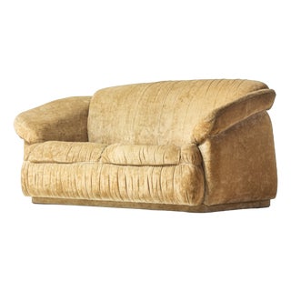 Italian 2-Seater Sofa in Beige Velvet, 1970s For Sale