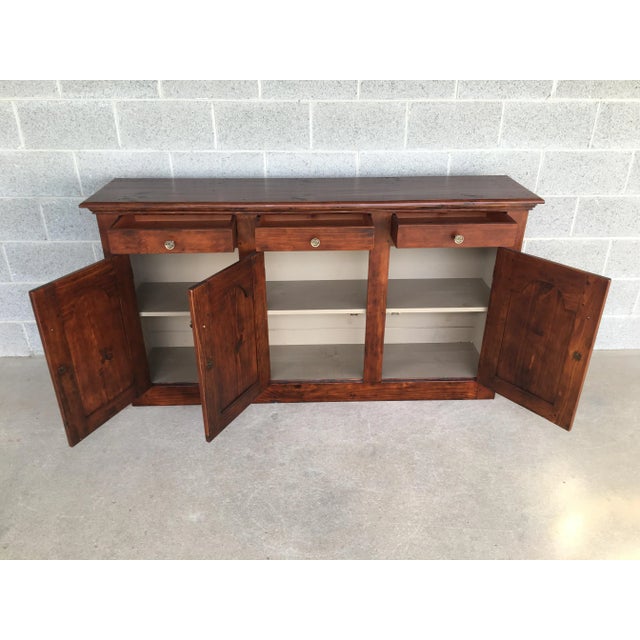 Rustic Bucks County Collection Raised Panel Pine 66" Buffet For Sale - Image 3 of 9