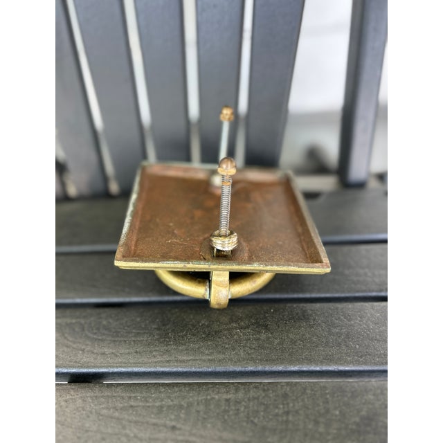 Mid 20th Century Vintage Solid Brass Ring Door Knocker With Square Backplate, Classic Architectural Hardware For Sale - Image 5 of 5