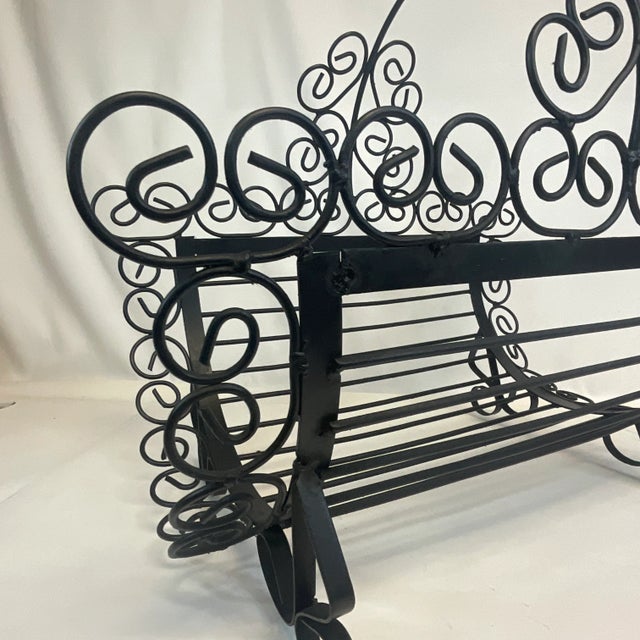 Metal 1950s Mid-Century Italian Hollywood Regency Firewood Holder, Black Metal. For Sale - Image 7 of 12