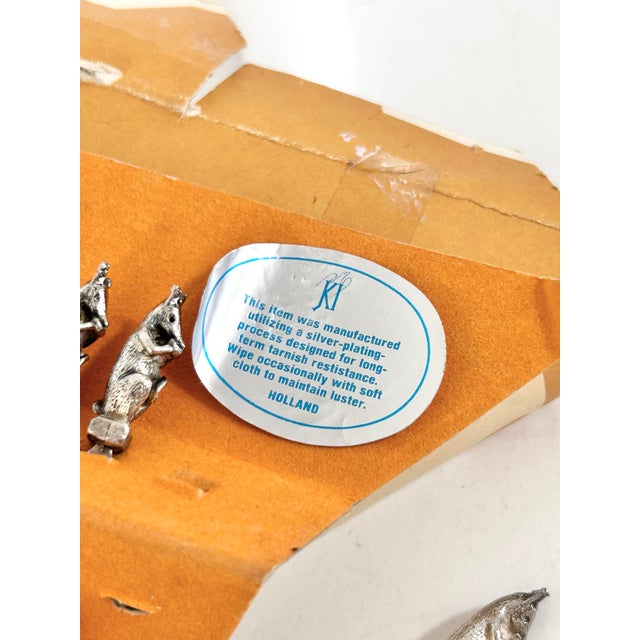 Vintage Silverplate Animal Cocktail Picks – Set of 6 Figural Barware Skewers, Mid Century Entertaining, Holland With Original Box For Sale - Image 10 of 10