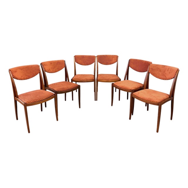 1950s Attributed to Barney Flagg for Drexel Walnut Dining Chairs Set of Six For Sale
