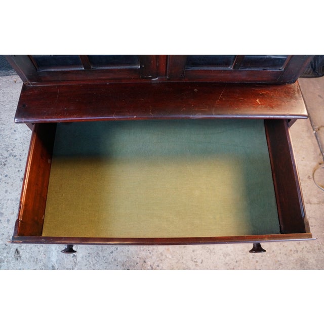 Mid Century Mahogany Stepback China Display Cabinet Hutch Bookcase 68" For Sale - Image 9 of 18