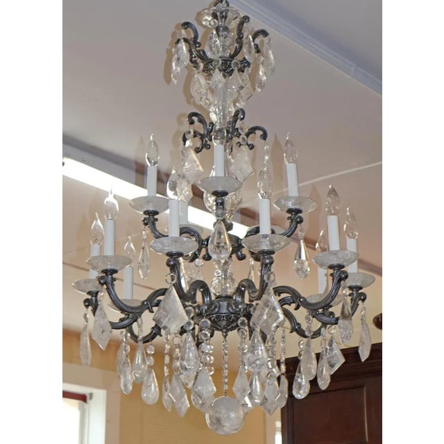2000 - 2009 Schonbek 5410 Silver La Scala 15 Light Rock Crystal Chandelier 40 X 28 X 28 For Sale - Image 5 of 12