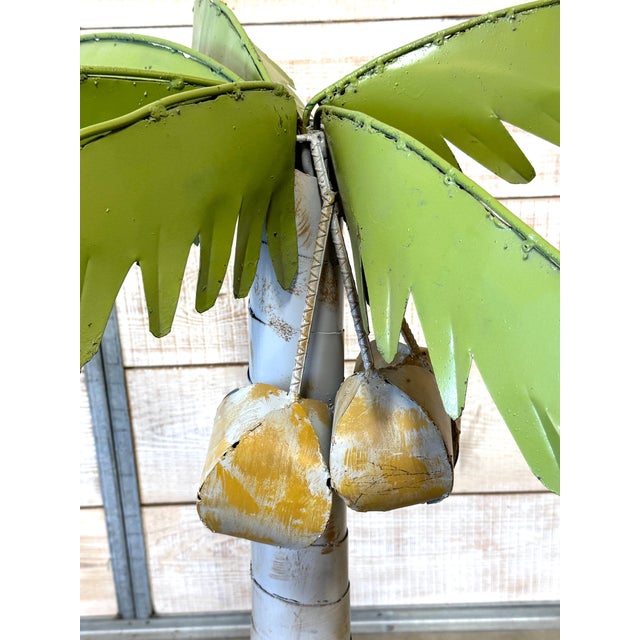 Metal Pair Modern Tole Polychromed Life Size Sculptures of Potted Palm Trees For Sale - Image 7 of 12