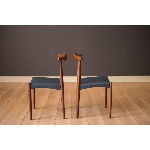 Vintage Set of Six Sculptural Solid Teak Danish Dining Chairs by Vamo Sønderborg For Sale In Monterey, CA - Image 6 of 18
