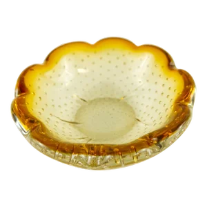 1970s Scalloped Edge Murano Bullicante Glass Ashtray Catchall