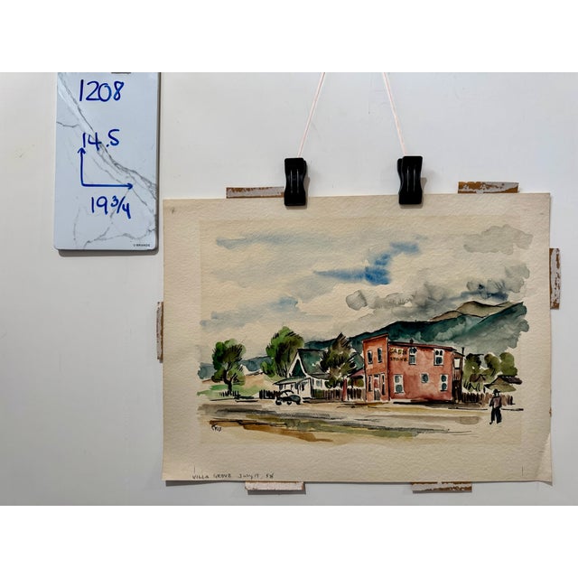 Terra Cotta Henry Emil Salloch Original Watercolor on Paper Villa Grove, Colorado. 1958. For Sale - Image 8 of 8