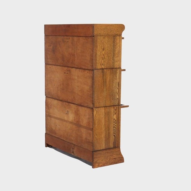 1920s Antique Globe Wernicke School Oak Three Stack Bookcase C1920 For Sale - Image 5 of 7