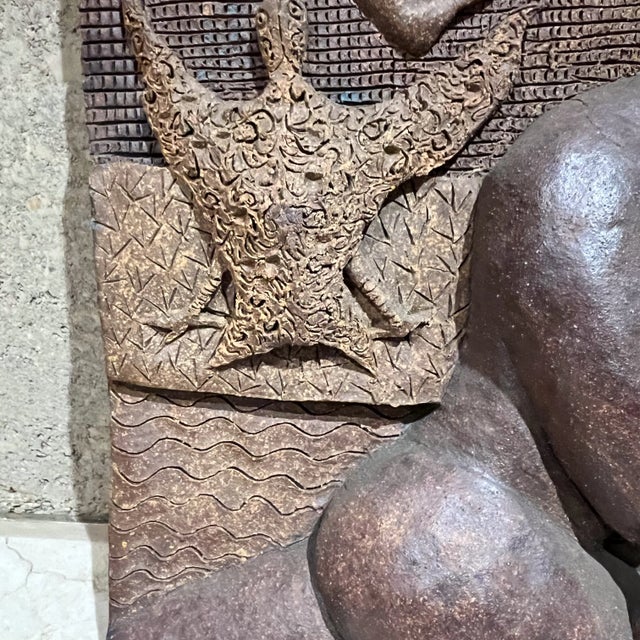 Ceramic Midcentury Relief Wall Art Ceramic Pottery Sculpture For Sale - Image 7 of 12