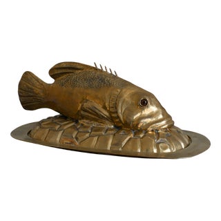 Brass Fish Serving Tray, Set of 2 For Sale