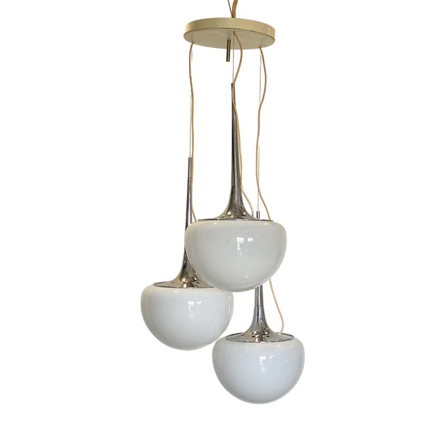 Space Age Hanging Light in Glass and Chromed Steel, 1970s For Sale