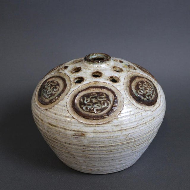 Vintage French Ceramic Flower Holder by Marcel Giraud, 1960s For Sale - Image 3 of 16