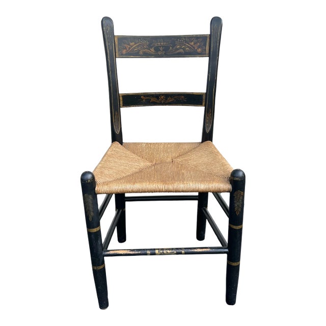 Antique Hand Painted Hitchcock Style Rush Seat Accent Chair Chairish