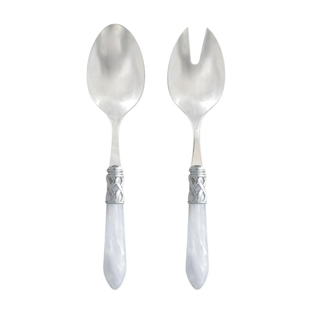 VIETRI Aladdin Brilliant White Salad Server Set - 2 Pieces For Sale - Image 10 of 10