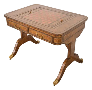 Maitland Smith English Regency Leather Wrapped Game Table