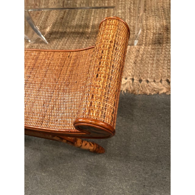 Contemporary Rattan & Bamboo Organic Modern Bench For Sale - Image 3 of 13