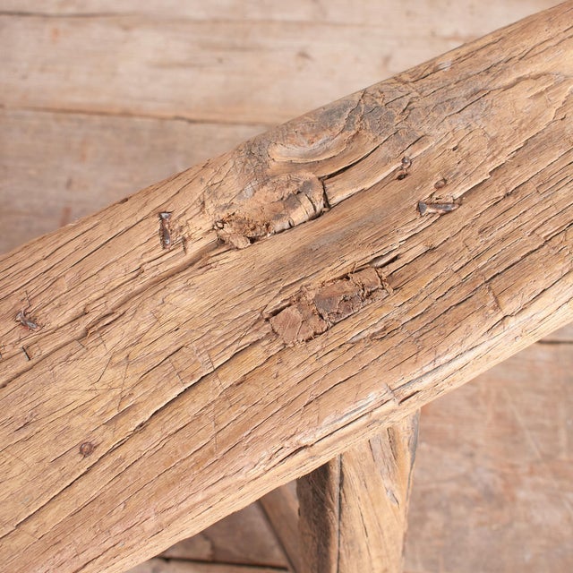 Rustic Antique Rustic Wooden Hallway Pig Bench For Sale - Image 3 of 9