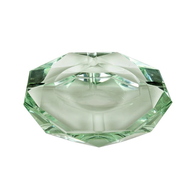 Italian Aquamarine Faceted Glass Ashtray in the style of Fontana Arte, 1960s For Sale - Image 9 of 9