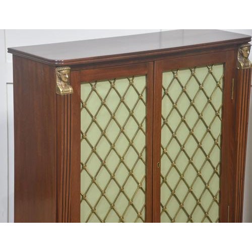 Regency-Mahogany Cabinets with Brass Lattice Doors, 1890s, Set of 2 For Sale - Image 5 of 12