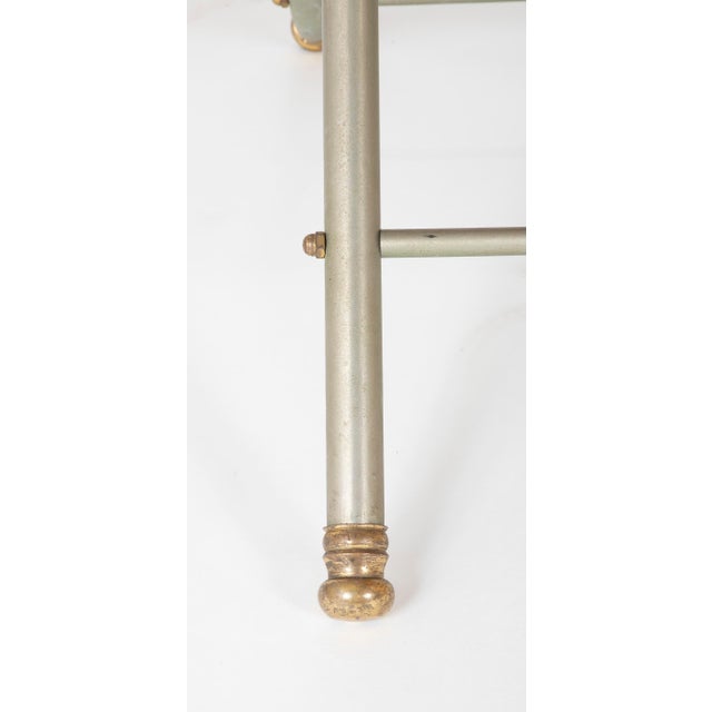 Maison Jansen Brushed Steel and Brass Campaign Armchair For Sale - Image 9 of 12