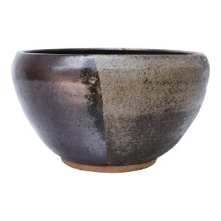 Vintage Stoneware Pottery Bowl/Eggplant For Sale