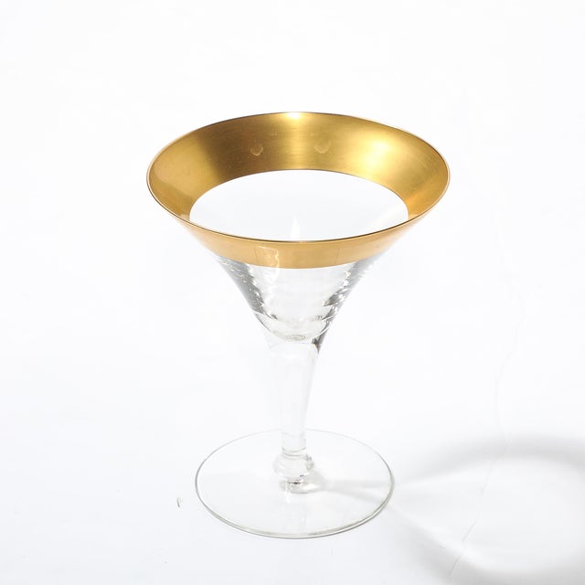 Set of Four 22 Karat Gold Gilt Rimmed Martini Glasses by Dorothy Thorpe For Sale - Image 11 of 12