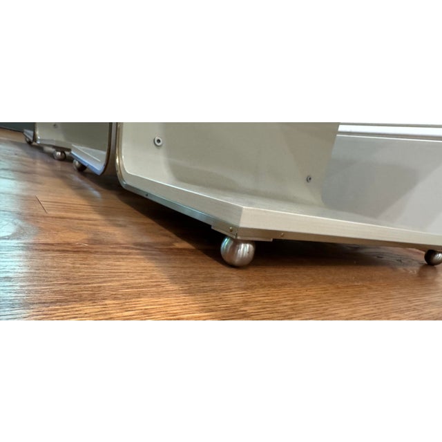 Pair Caracole Balance Beam Moss Green Bed Ottoman For Sale - Image 10 of 11