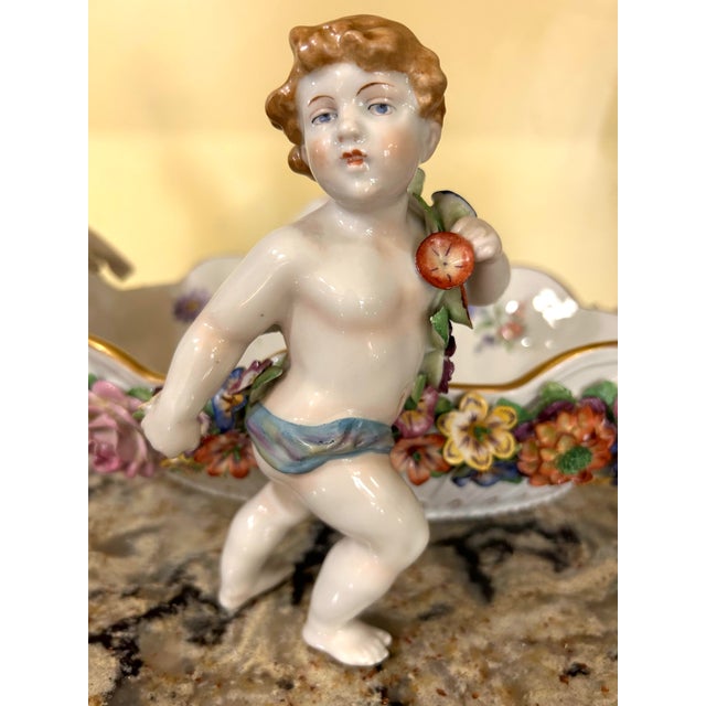 Antique, Schierholz Plaue, Porcelain Centerpiece Bowl, W/Cherubs & Floral Decorations, C1890-1910 For Sale - Image 9 of 12