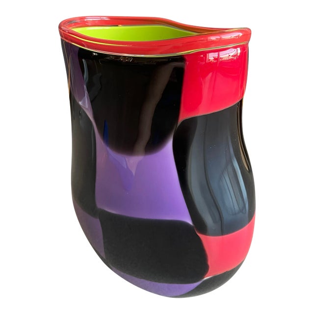 1980s Harry Stuart Rpm Studios Monumental Patch Glass Vase Postmodern Signed For Sale