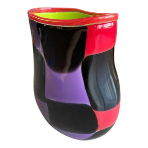 1980s Harry Stuart Rpm Studios Monumental Patch Glass Vase Postmodern Signed