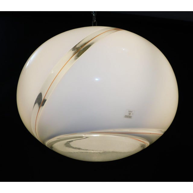 Glass 1960s Frosted Bollicine Murano Glass Pendant For Sale - Image 7 of 11