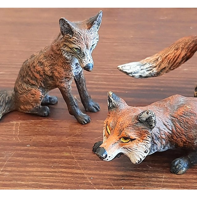 Vintage Austrian Bronze Fox Family Figurines For Sale - Image 4 of 11