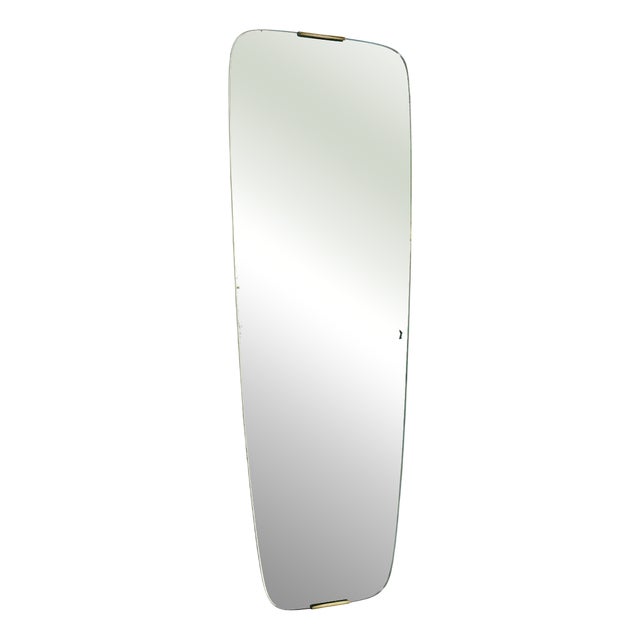 Art Deco German Wall Mirror with Brass Decoration, 1940s For Sale