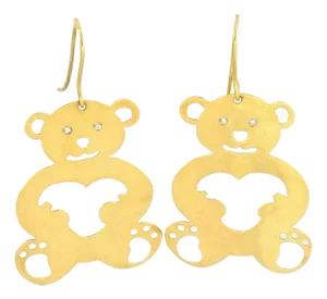 Roberto Coin Diamond 18k Yellow Gold Teddy Bear Hook Dangle Earrings, 2 Pieces