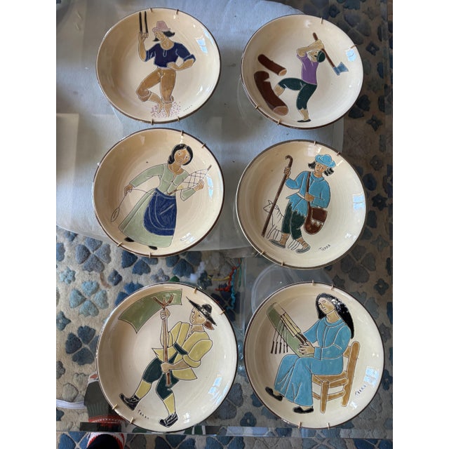 1960s Wall Plates Terra Series from Bruch Barcelona, Spain, 1960s Set of 6 For Sale - Image 5 of 12