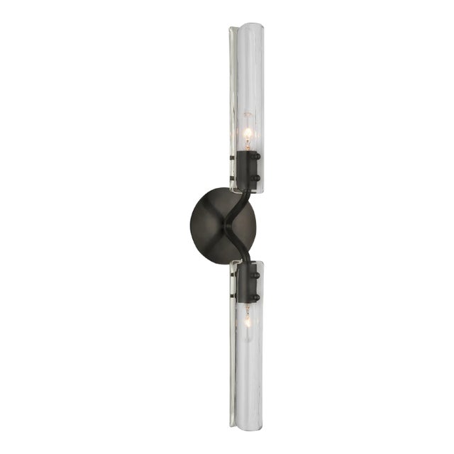 AERIN for Visual Comfort Signature Casoria 23" Linear Sconce in Bronze with Clear Glass For Sale