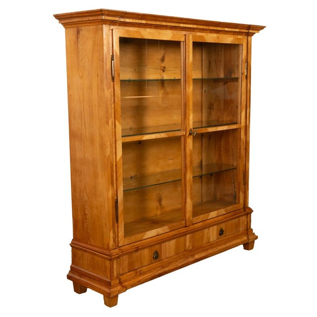 Biedermeier Antique Austrian Cherry Wood Biedermeier Display Library Cabinet Bookcase 1840 For Sale - Image 3 of 12