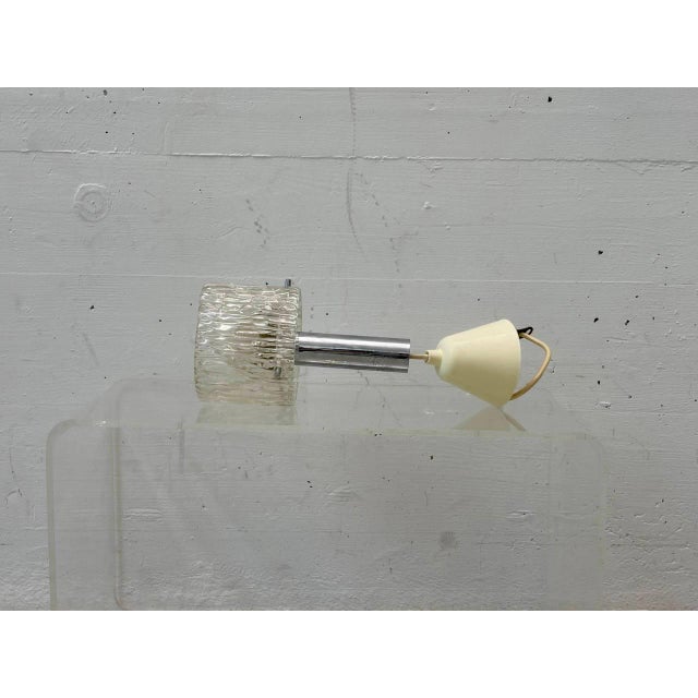 Vintage Pendant Lamp in Textured Glass and Chrome from Kaiser Leuchten, 1970s For Sale - Image 8 of 11