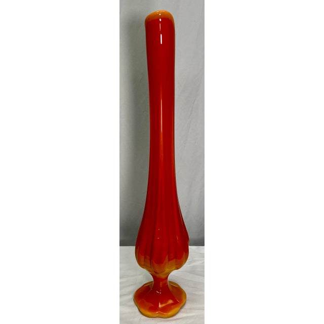 Vintage MidCentury Viking Glass Ribbed Orange Swung Vase Chairish