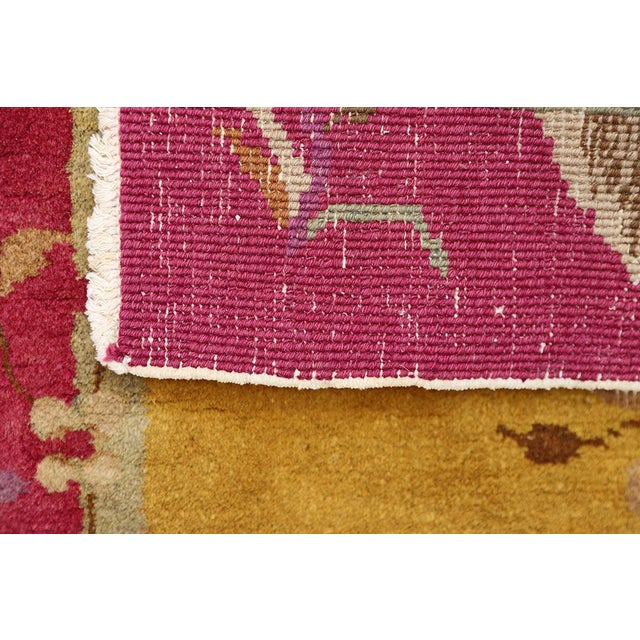 Red 1930s Chinese Art Deco Hand-Knotted Red & Golden Wool Rug For Sale - Image 8 of 9