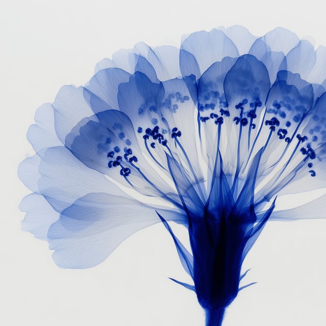 Contemporary 18' X 18' Abstract Blue Botanical Photograph / Organic Modern For Sale - Image 3 of 5