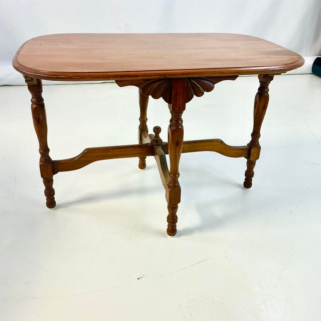 Early 20th C Antique Edwardian Chippendale English Pine Side Table, Hand Carved & Turned. For Sale - Image 4 of 16