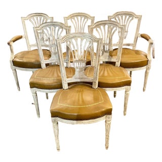 Set of 6 French Louis XVI Dining Chairs For Sale