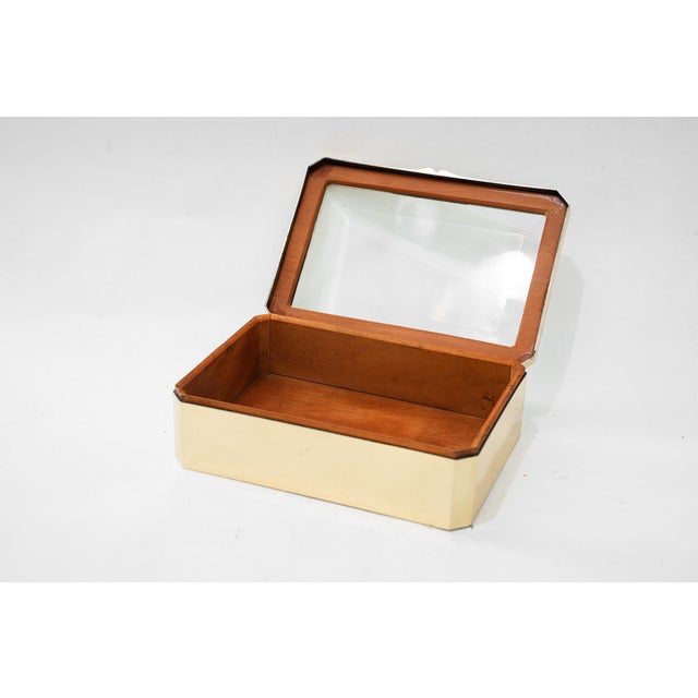 Art Deco Brass Jewerly Box with Cut Glass, 1920s For Sale - Image 12 of 17