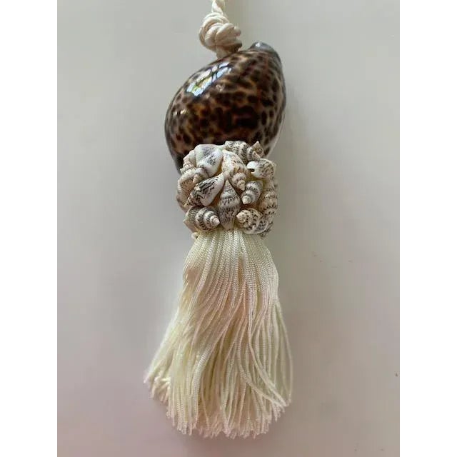 Late 20th Century Vintage Shell Tassel Tie Back Ivory For Sale - Image 5 of 6