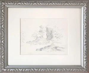 19th Century Antique English Graphite Landscape Drawing