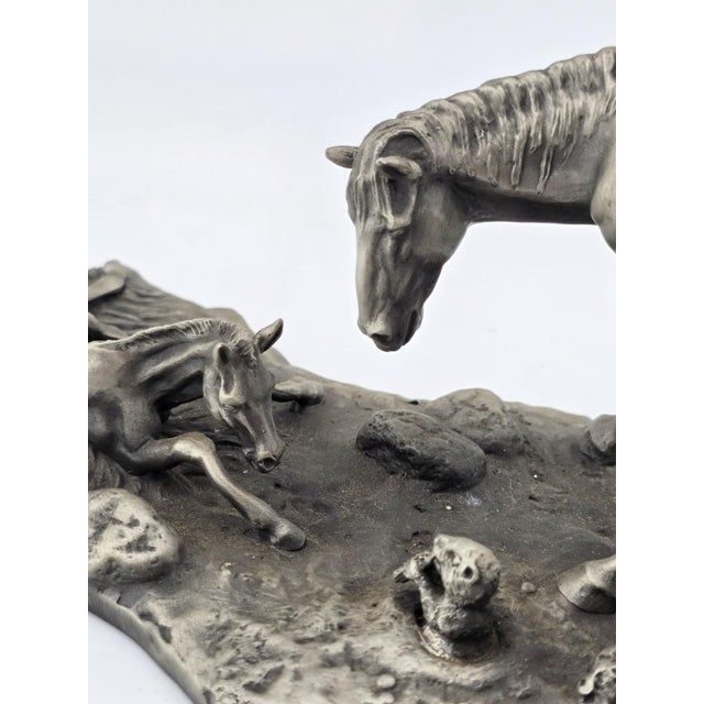 1970s Polland Franklin Mint Pewter Horse Mare Foal Newborn Western Wildlife Figurine For Sale - Image 14 of 15