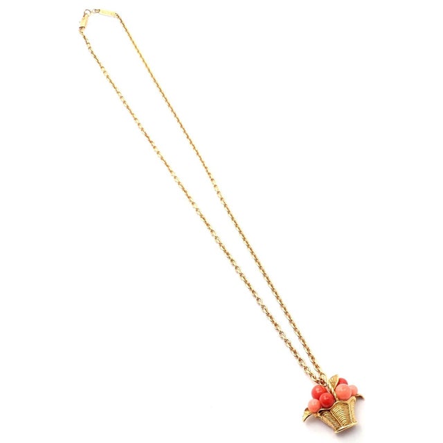 Van Cleef & Arpels 18k Gold Coral Bead Fruit Basket Pendant Necklace For Sale - Image 11 of 12