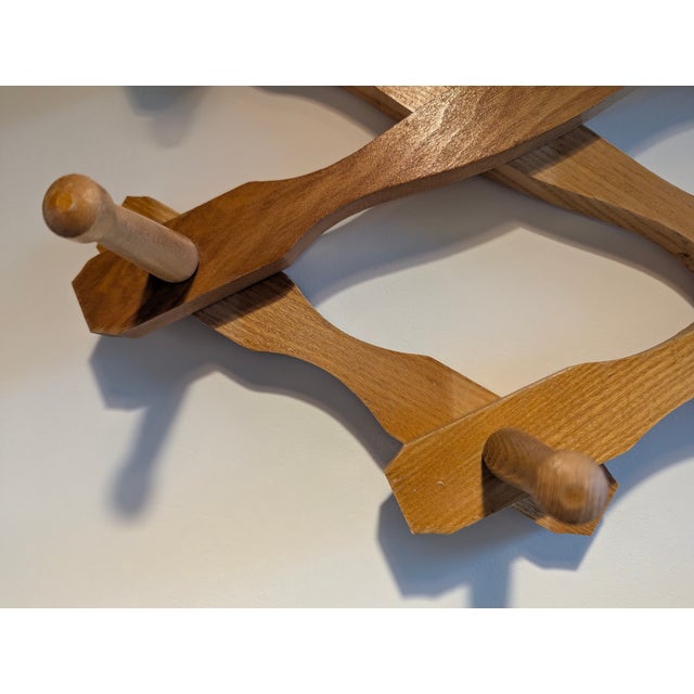 Vintage Wall-Mounted Coat Rack in Oak from the GDR, 1960s For Sale - Image 11 of 13